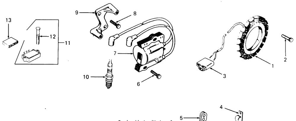 Ignition Diagram and Parts List for 1860 800000-821059-140661100-141661100 Cub Cadet Lawn Tractor